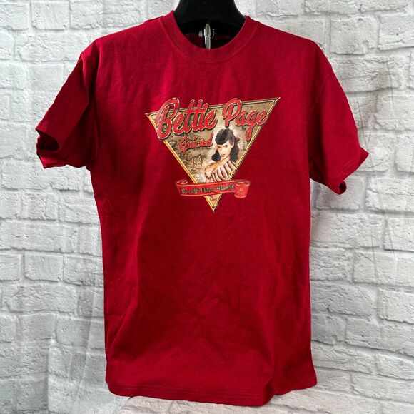 Bettie Page Spiced Rum Orange Bandana and Red T-Shirt Lot Medium 1950s Pinup - Picture 2 of 8